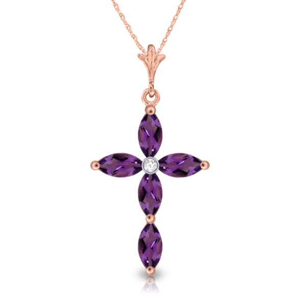 Galaxy Gold Products Jewelry - 14K. GOLD NECKLACE WITH NATURAL DIAMOND & AMETHYST
